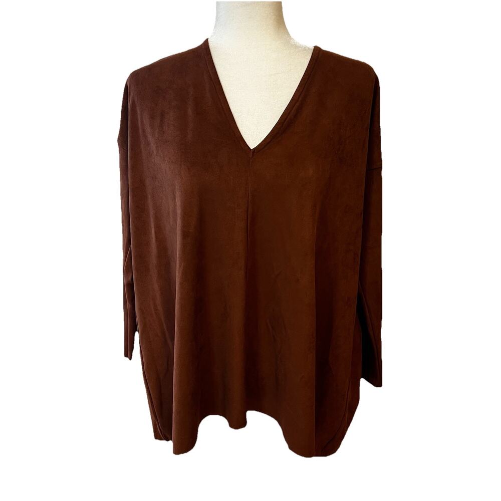 Bryn Walker Baxter Faux Suede Tunic Top Xxs V-Neck Relaxed Western Bohemian